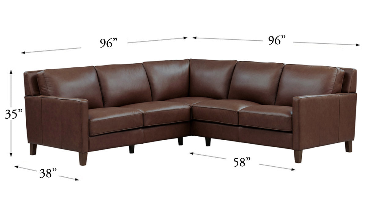 Ashby Leather Sectional Collection, Caramel Brown